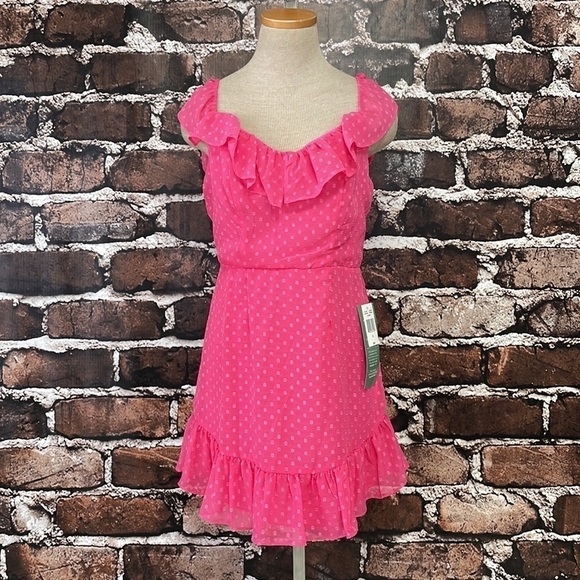 B. Smart Dress NWT Sleeveless Ruffles Knee Length Pink Junior 15 - Picture 6 of 16
